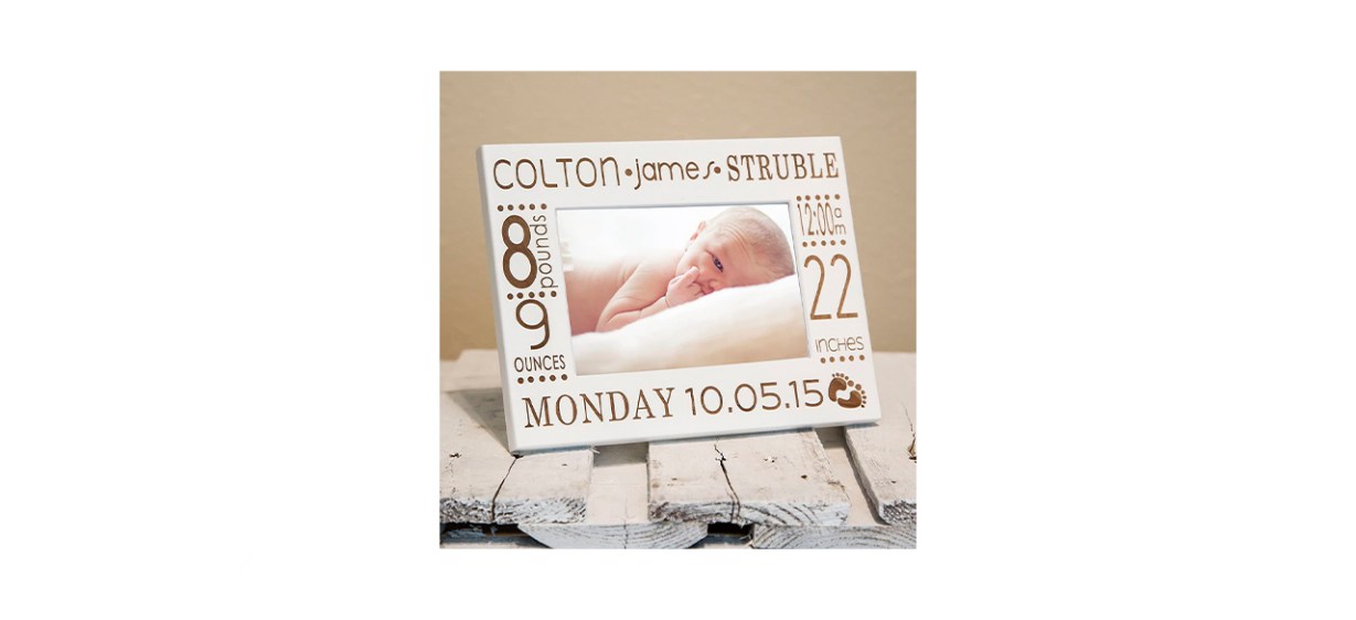 The Gifted Oak Personalized Birth Announcement Picture Frame with Stats The Gifted Oak Personalized Birth Announcement Picture Frame with Stats