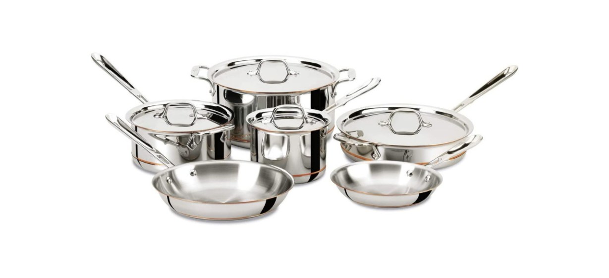 All-Clad Copper Core 5-Ply Stainless Steel Cookware Set 10 Piece Induction Oven Broil Safe 600F Pots and Pans