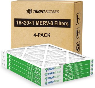 TRIGHTFILTERS 16x20x1 Air Filter 4 Pack, MERV 8 Filter Replacement