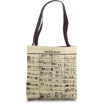 Librarian and Book Lovers Gifts  Library Due Date Cards Stamp Book Return Librarian Vintage Tote Bag