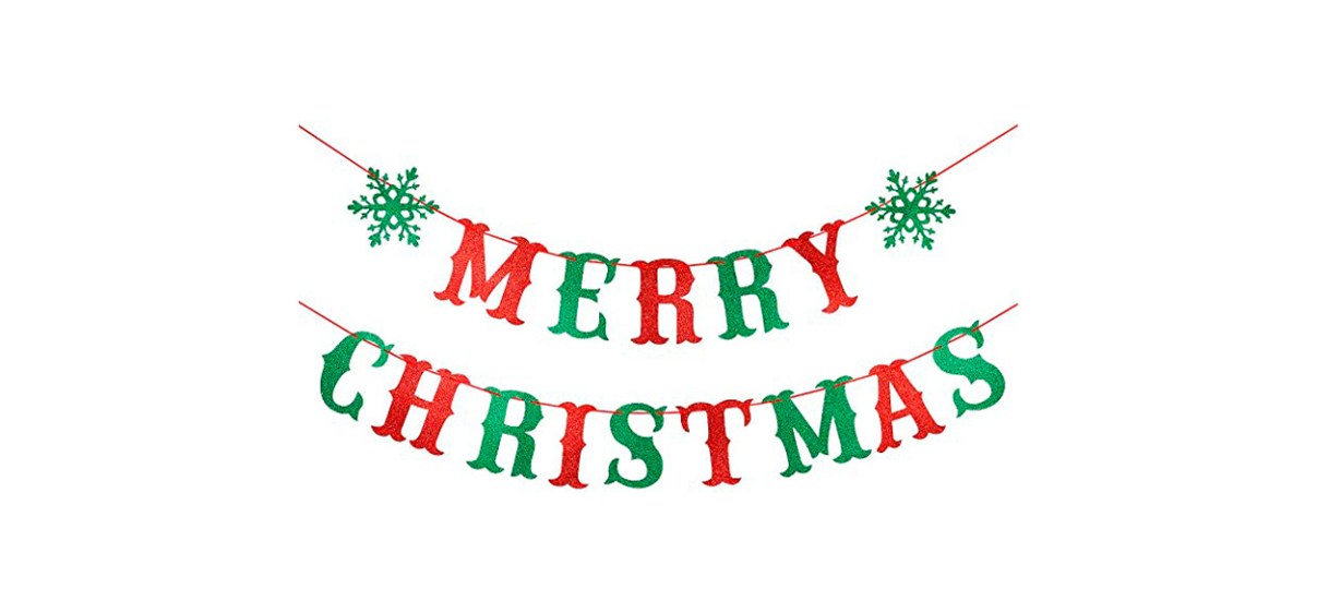 red and green banner that says &quot;Merry Christmas&quot;