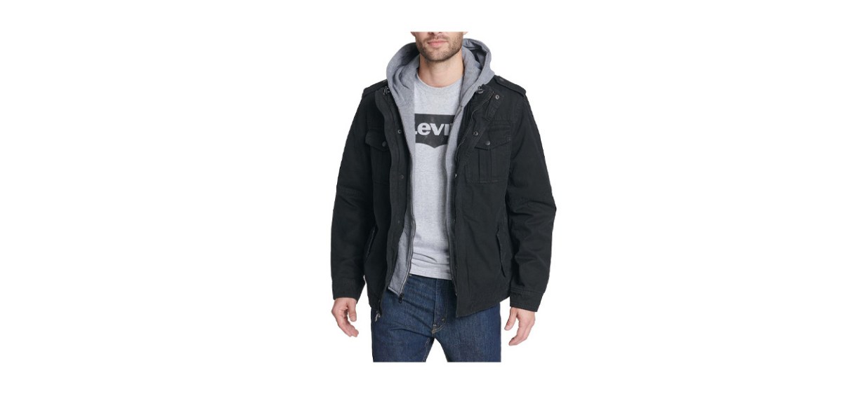 Best Levi’s Men’s Washed Cotton Sherpa-Lined Hooded Military Jacket