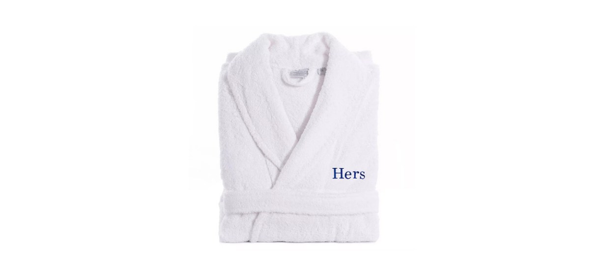 Best Linum Home Textiles Turkish Cotton Embroidered ''Hers'' Terry Bathrobe