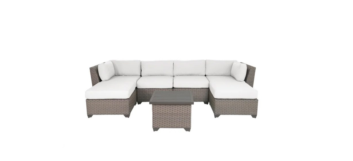 best Sol 72 Outdoor Merlyn HDPE Wicker Five-Person Seating Group with Cushions