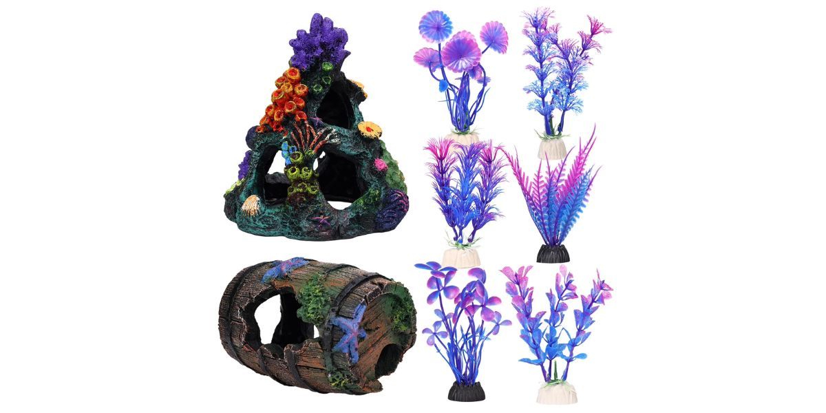 Colorful Coral Reef Aquarium Decor Set 