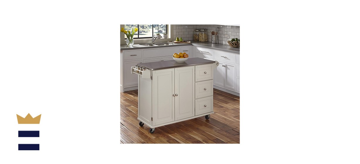 Home Styles Off-White Kitchen Cart with Stainless Steel Cart 
