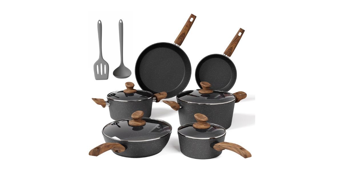 Sophia &amp; William 12 Piece Kitchen Nonstick Granite-Coated Cookware Set