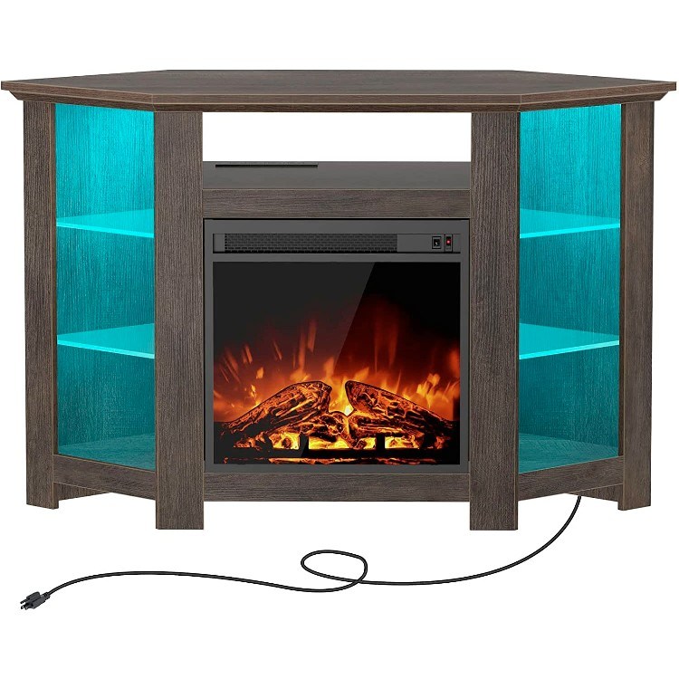 Seventable Corner Electric LED Fireplace TV Stand