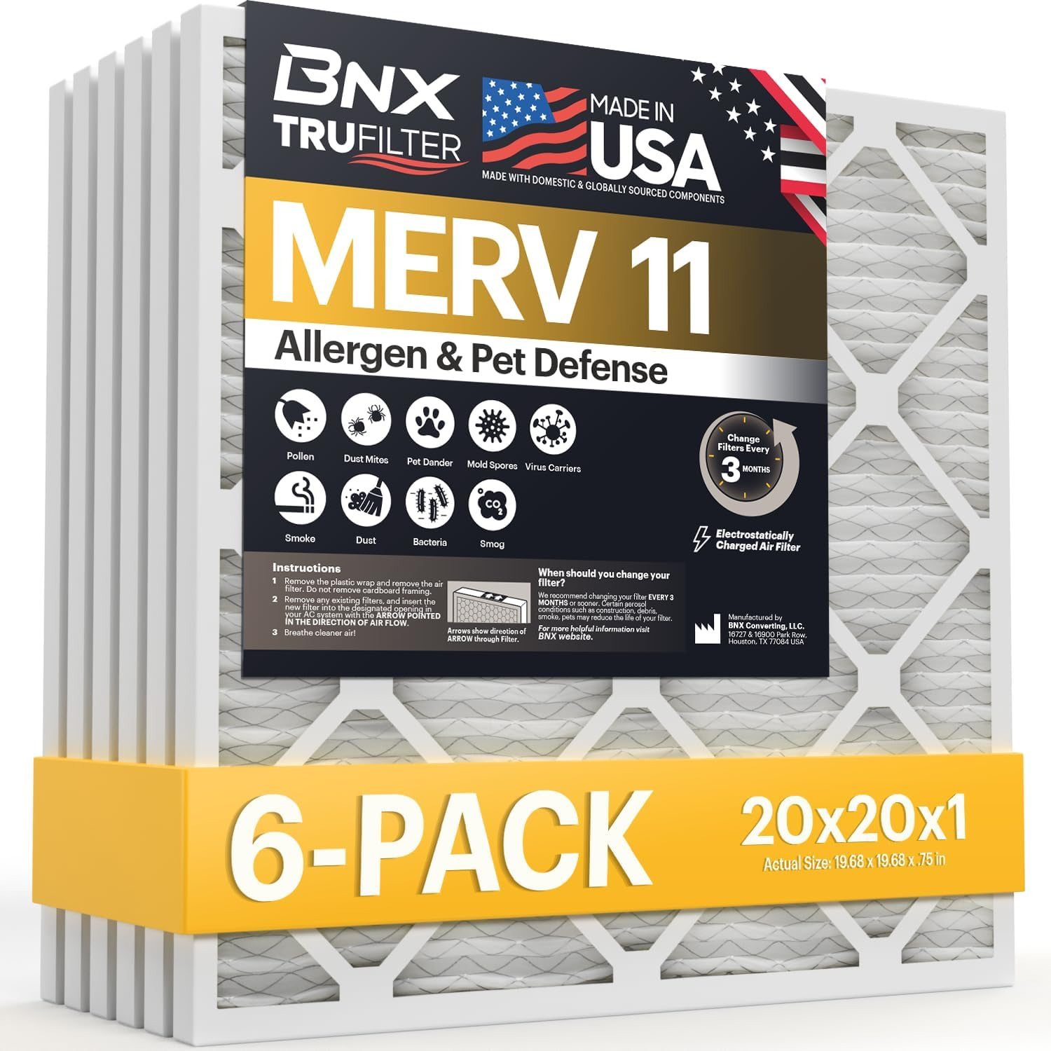 BNX TruFilter MERV 11 Allergen &amp; Pet Defense