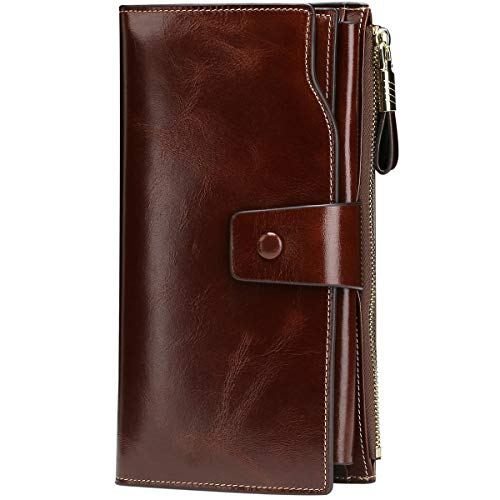 ITSLIFE Women&#039;s RFID Blocking Large Capacity Luxury Genuine Leather Wallet