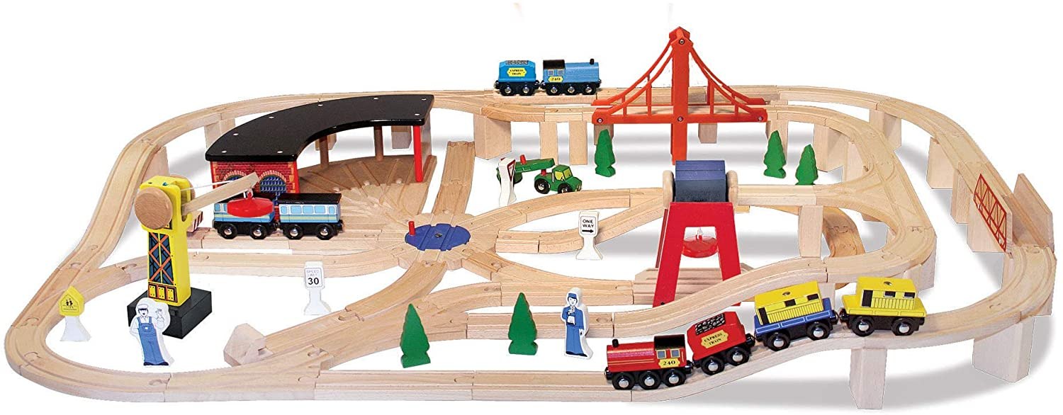 Melissa &amp; Doug Wooden Railway Set
