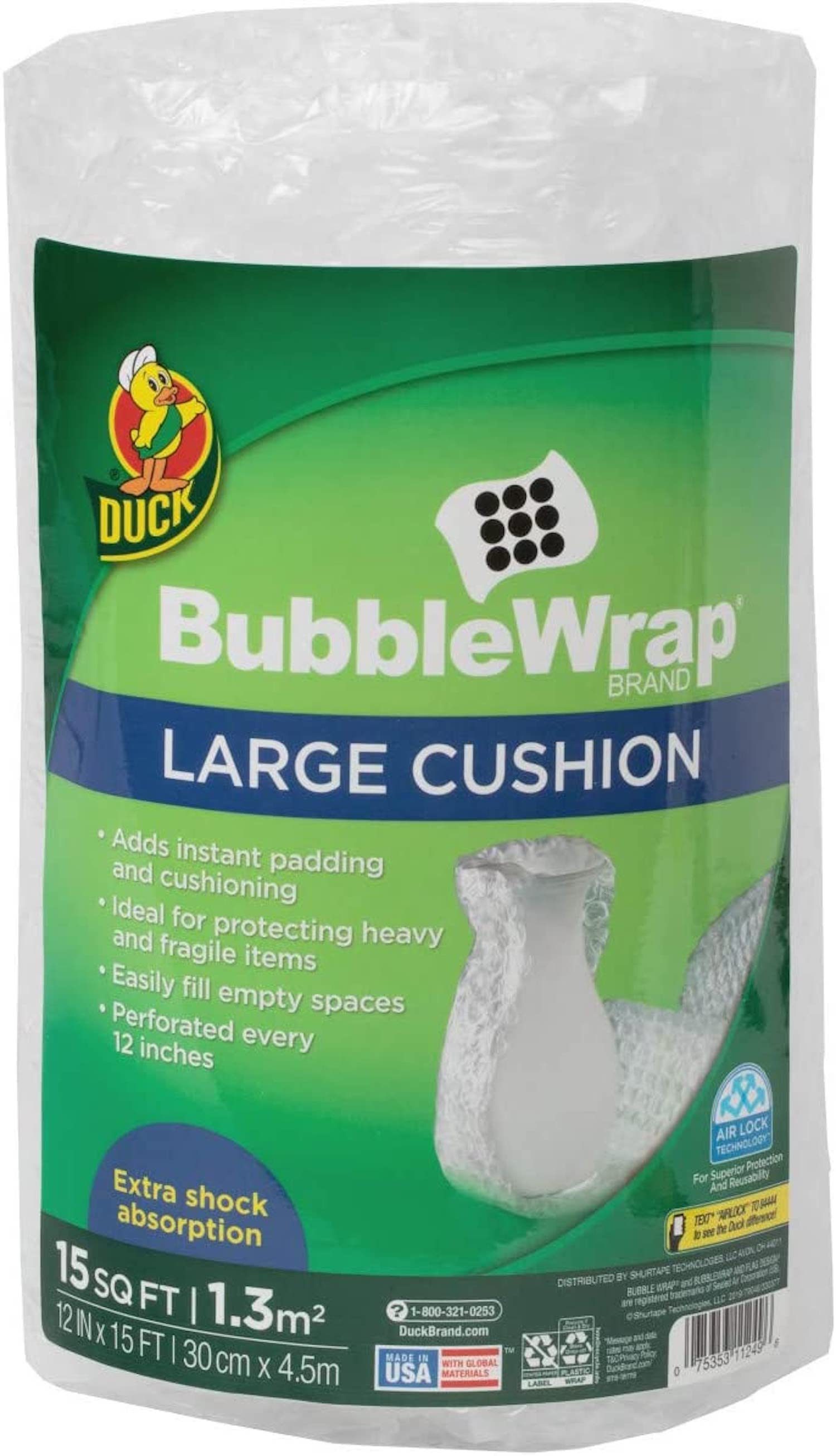 Duck Brand Large Bubble Wrap Roll, 5.16&quot;